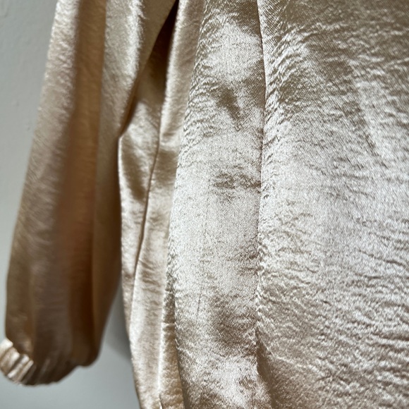 Anthropology J.O.A. Gold Silk-look Bomber Zip-up Rockstar Lightweight Jacket L - Picture 5 of 11